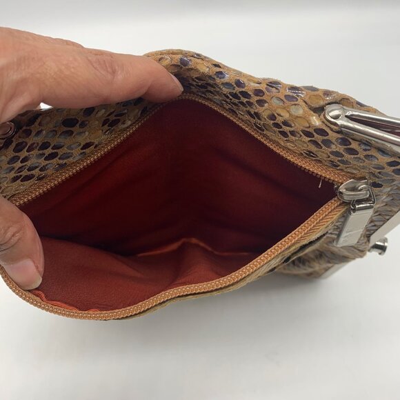 Hobo Snakeskin Patterned Lauren Leather Double Frame Clutch - Picture 11 of 15